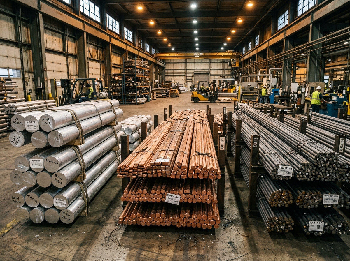 Raw materials storage billets and metal rods